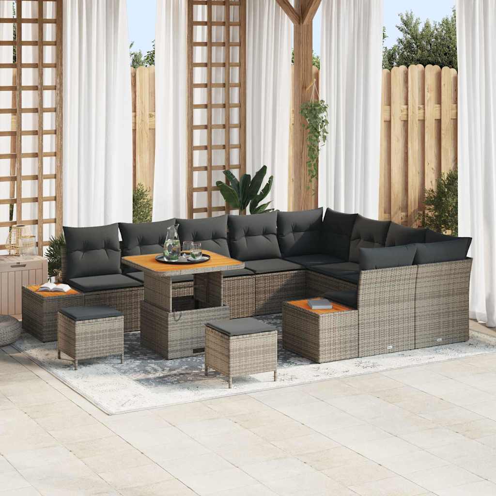 Tuinbankenset 12 pcs Grijs poly rattan is nu te koop bij PeponiXL, paradijselijk wonen!
