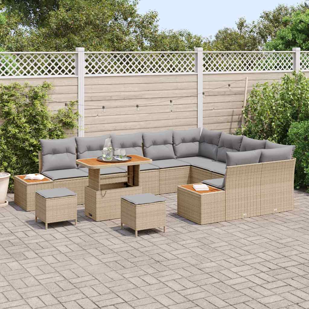 Tuinbankenset 12 pcs Beige poly rattan is nu te koop bij PeponiXL, paradijselijk wonen!