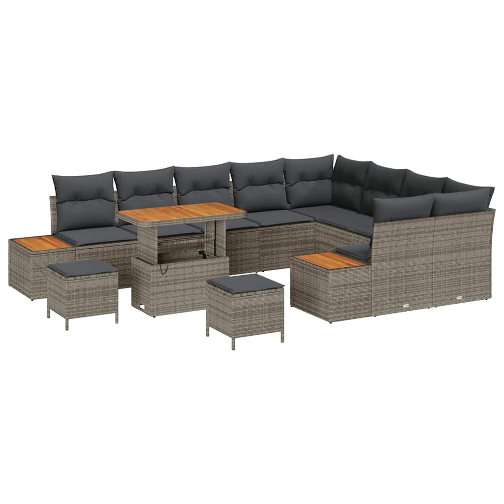 Tuinbankenset 12 pcs Grijs poly rattan is nu te koop bij PeponiXL, paradijselijk wonen!