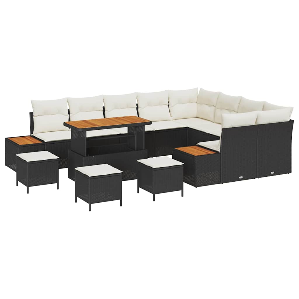 Tuinbankenset 13 pcs Zwart poly rattan is nu te koop bij PeponiXL, paradijselijk wonen!