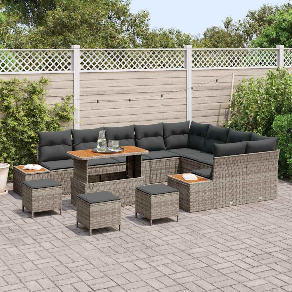 Tuinbankenset 13 pcs Grijs poly rattan is nu te koop bij PeponiXL, paradijselijk wonen!