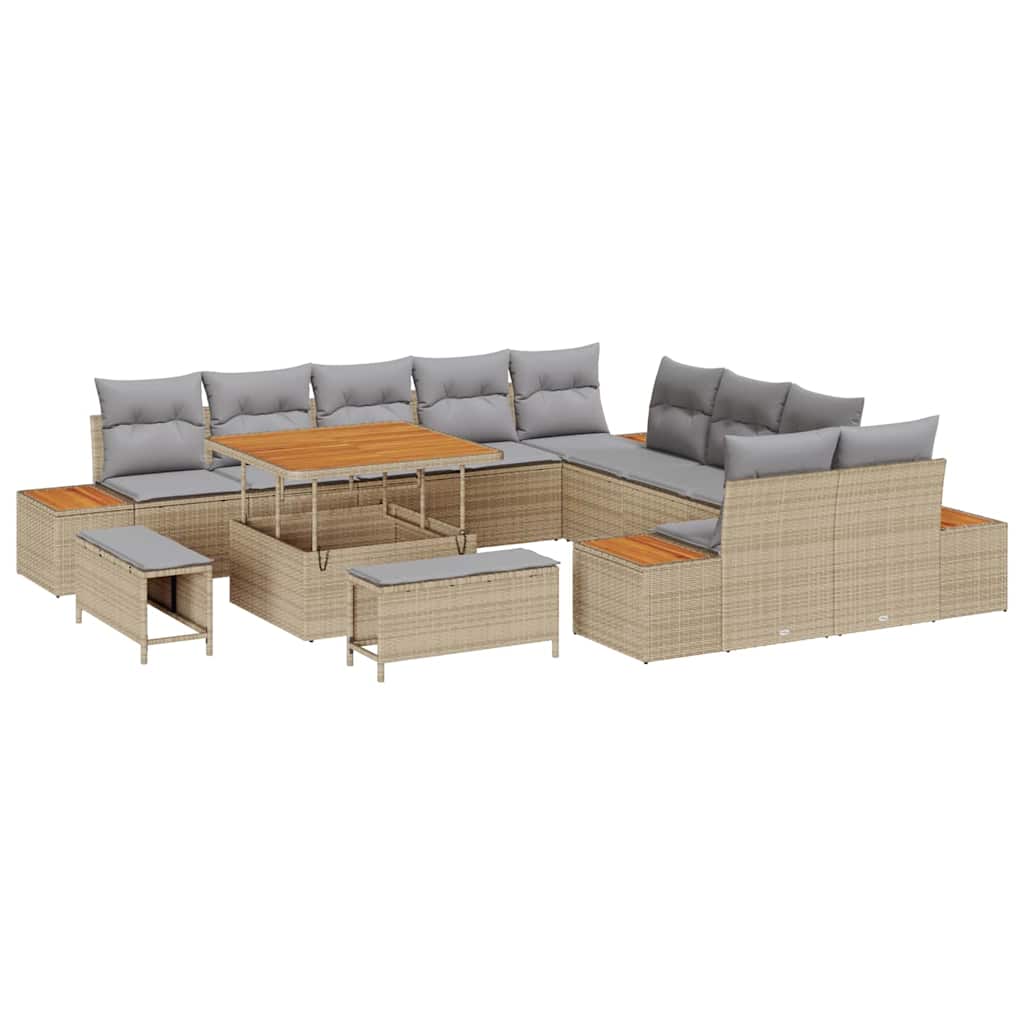 Tuinbankenset 13 pcs Beige poly rattan is nu te koop bij PeponiXL, paradijselijk wonen!