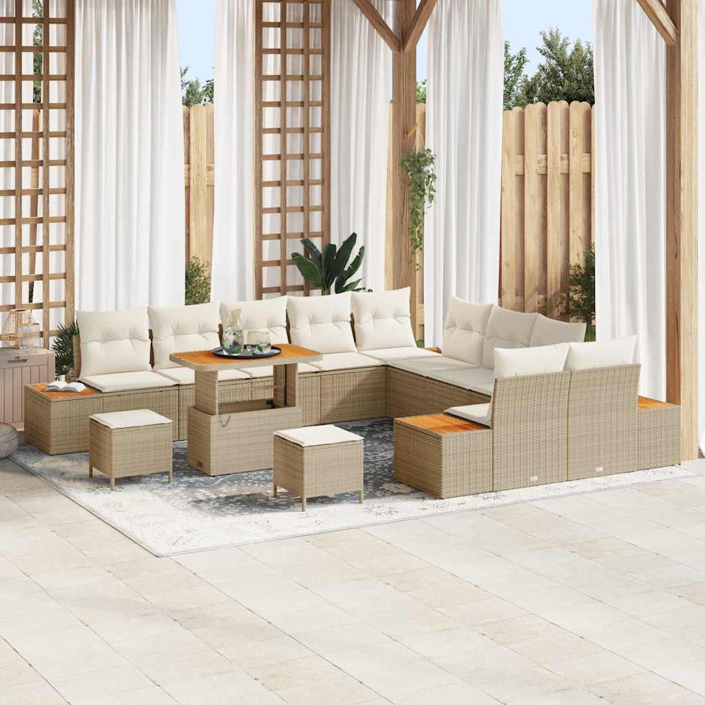Tuinbankenset 13 pcs Beige poly rattan is nu te koop bij PeponiXL, paradijselijk wonen!