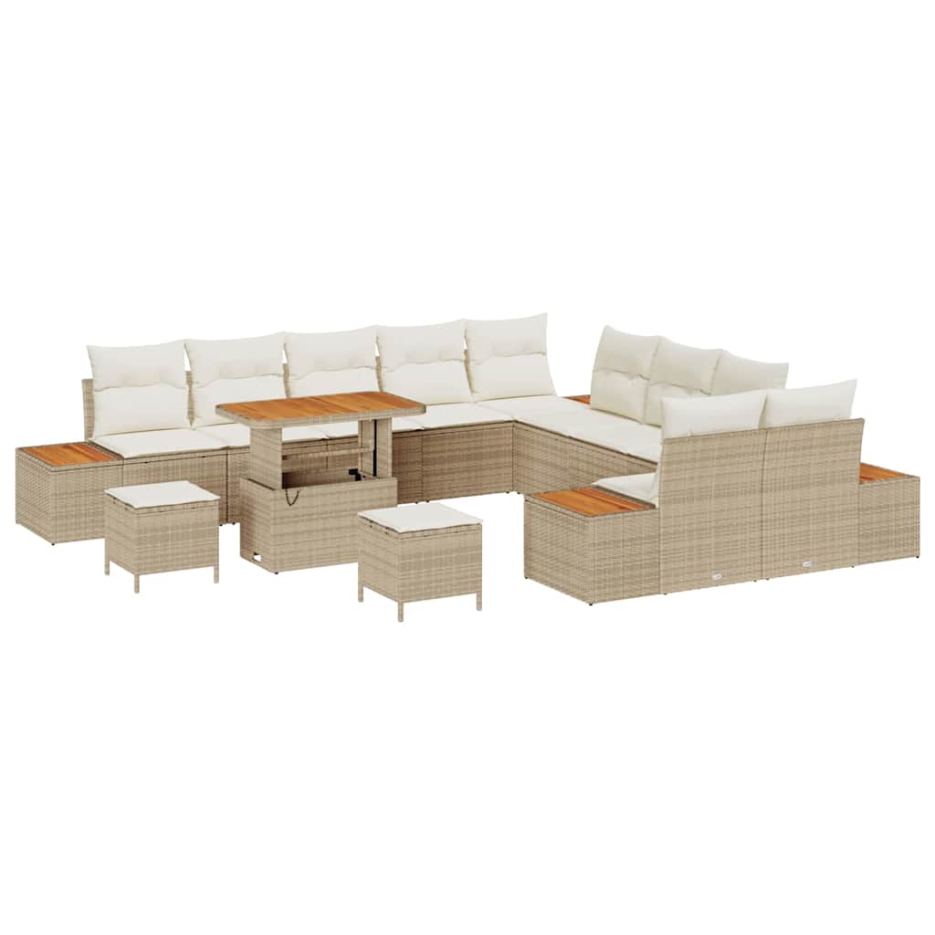 Tuinbankenset 13 pcs Beige poly rattan is nu te koop bij PeponiXL, paradijselijk wonen!