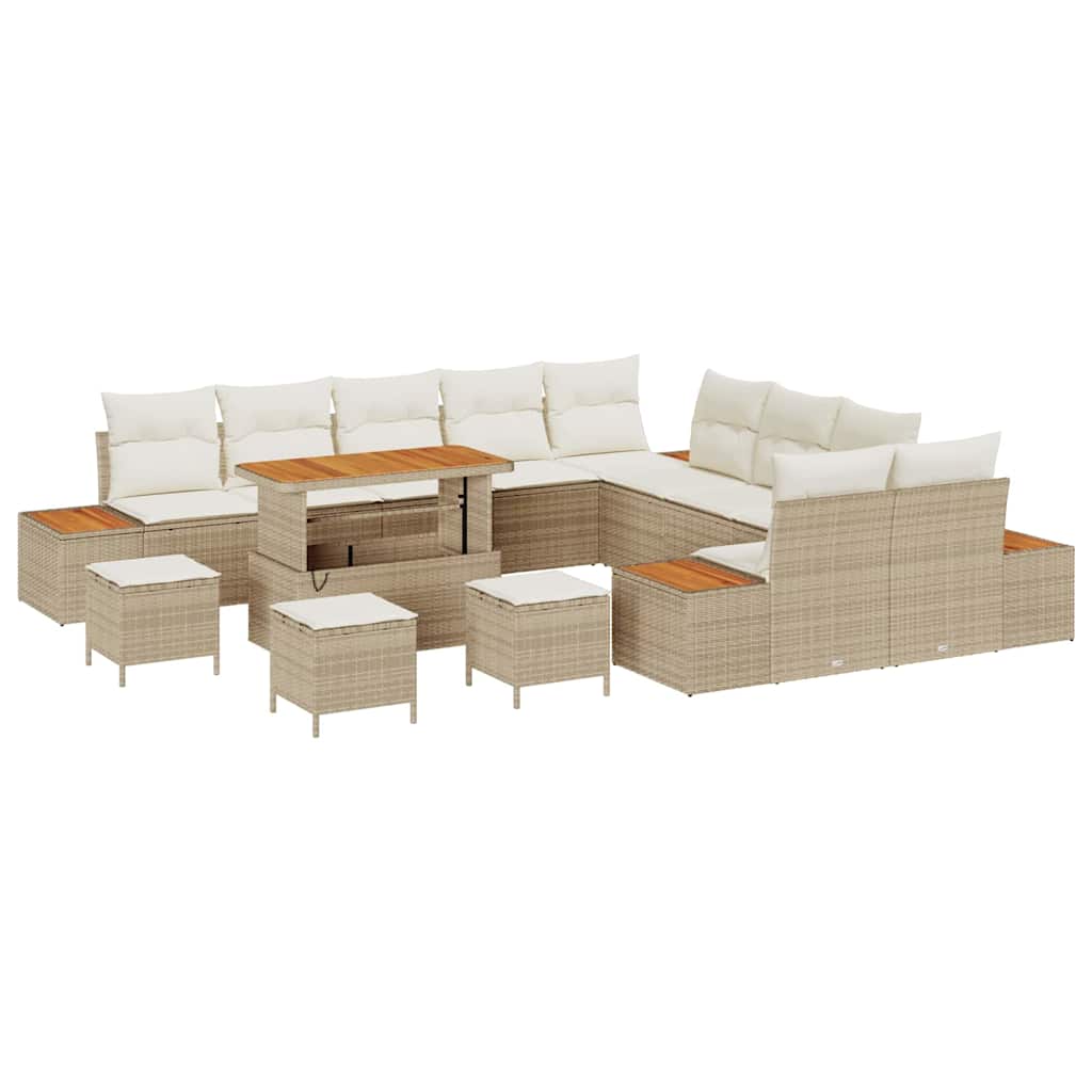 Tuinbankenset 14 pcs Beige poly rattan is nu te koop bij PeponiXL, paradijselijk wonen!