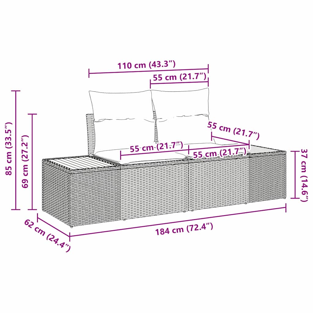 Tuinbankenset 14 pcs Beige poly rattan is nu te koop bij PeponiXL, paradijselijk wonen!