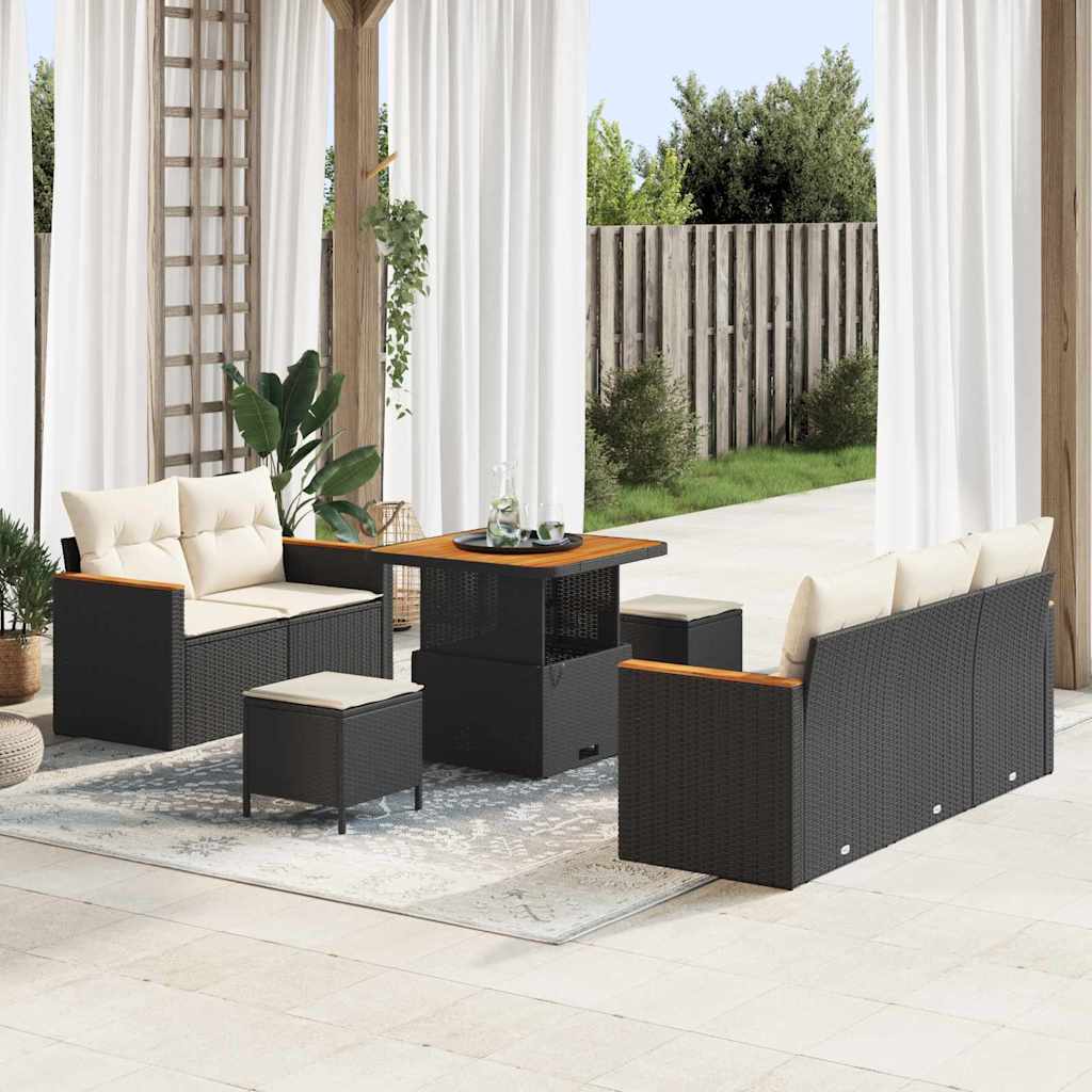 Tuinbankenset 8 pcs Zwart poly rattan is nu te koop bij PeponiXL, paradijselijk wonen!