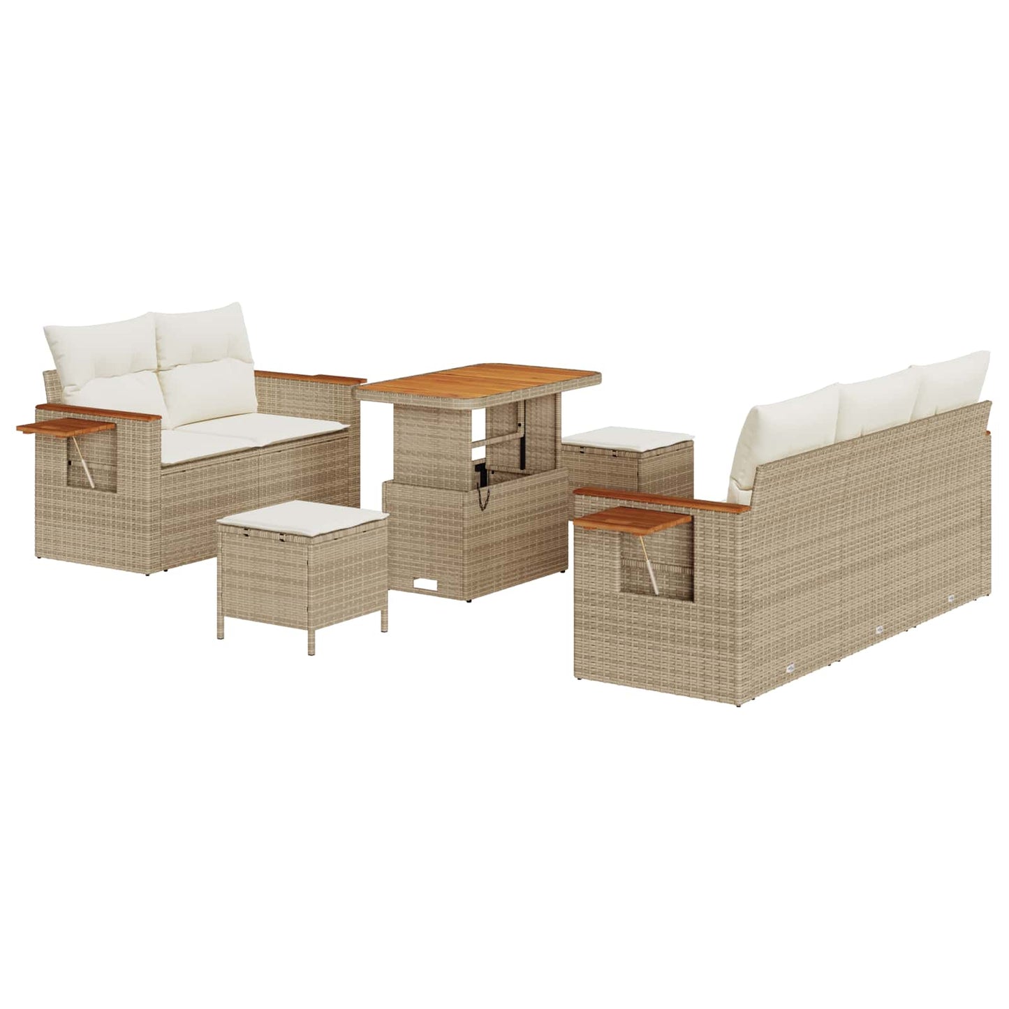 Tuinbankenset 8 pcs Beige poly rattan is nu te koop bij PeponiXL, paradijselijk wonen!
