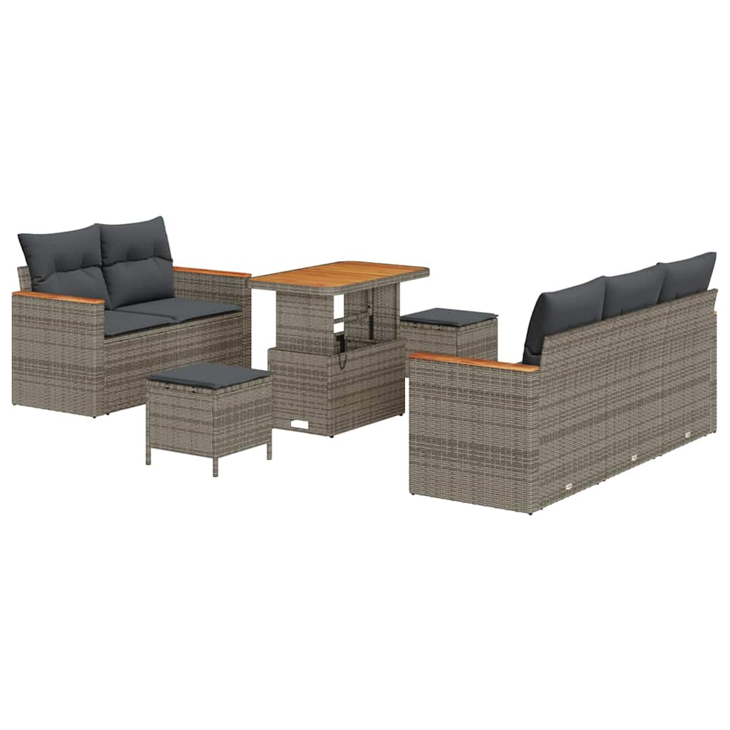 Tuinbankenset 8 pcs Grijs poly rattan is nu te koop bij PeponiXL, paradijselijk wonen!