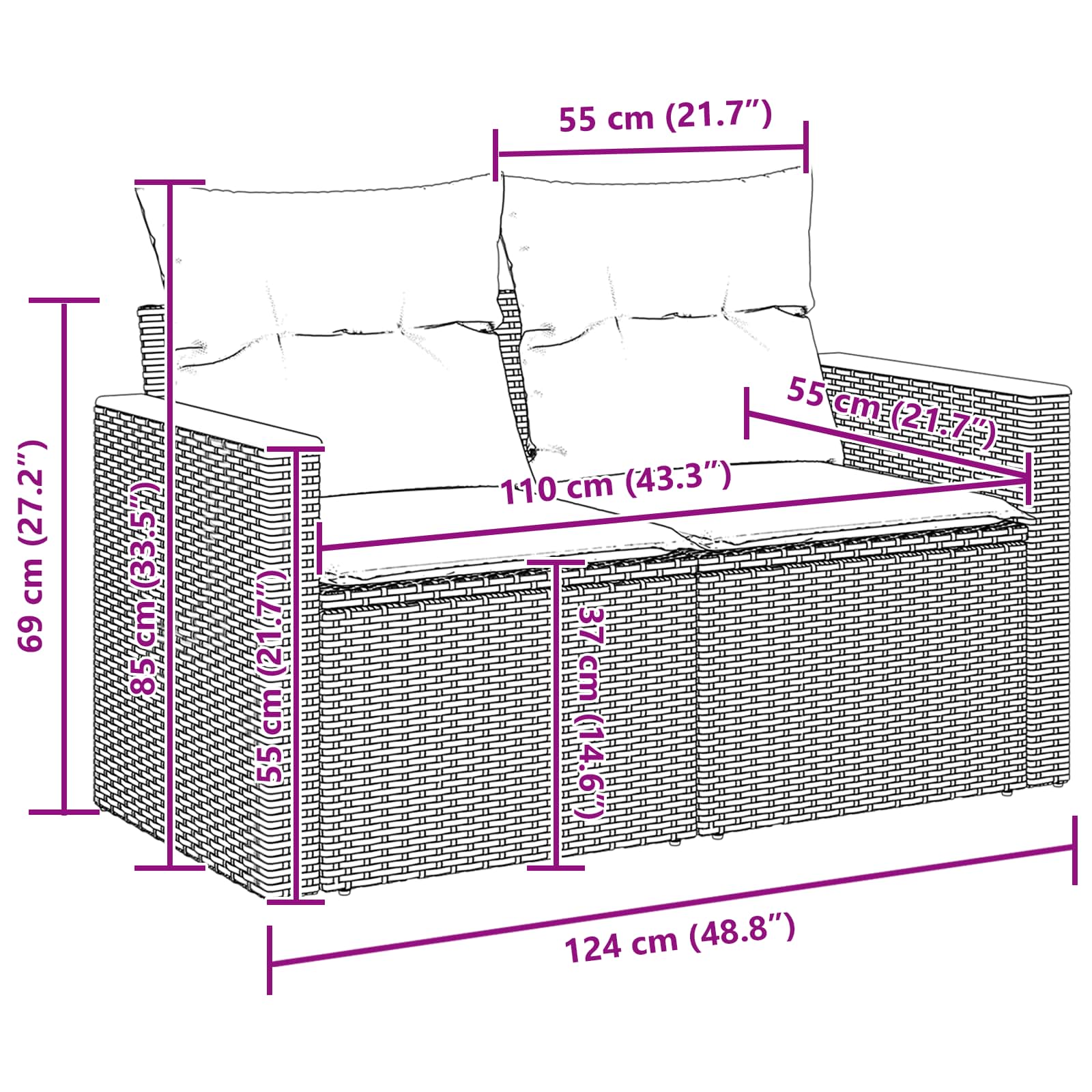 Tuinbankenset 9 pcs Zwart poly rattan is nu te koop bij PeponiXL, paradijselijk wonen!