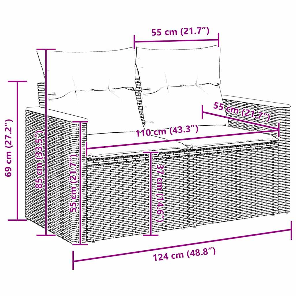 Tuinbankenset 9 pcs Zwart poly rattan is nu te koop bij PeponiXL, paradijselijk wonen!