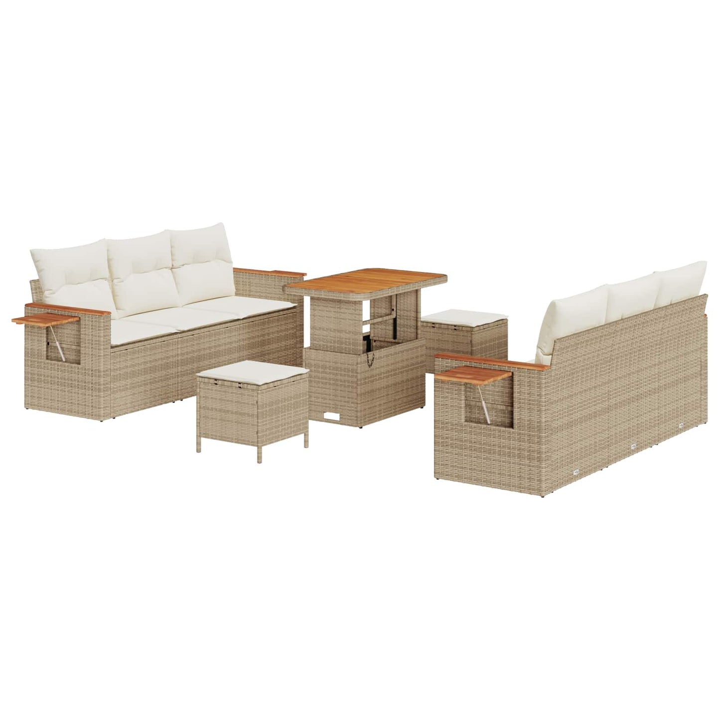Tuinbankenset 9 pcs Beige poly rattan is nu te koop bij PeponiXL, paradijselijk wonen!