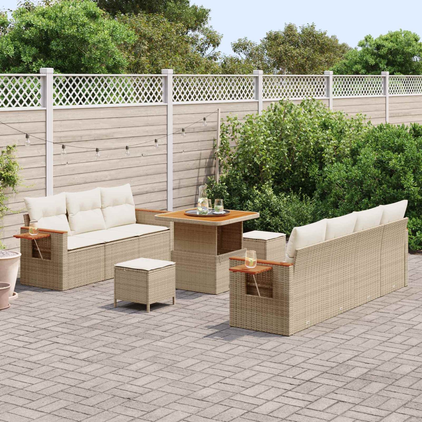 Tuinbankenset 10 pcs Beige poly rattan is nu te koop bij PeponiXL, paradijselijk wonen!