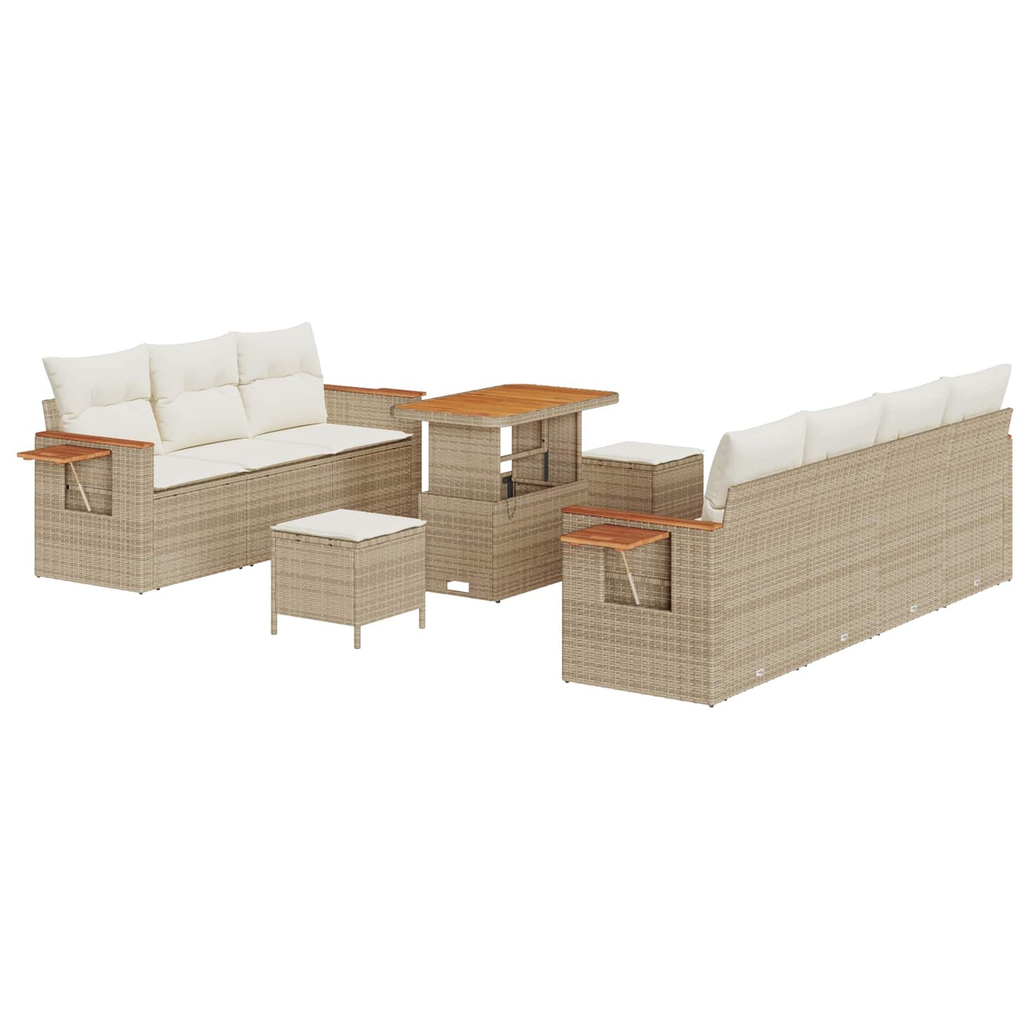 Tuinbankenset 10 pcs Beige poly rattan is nu te koop bij PeponiXL, paradijselijk wonen!