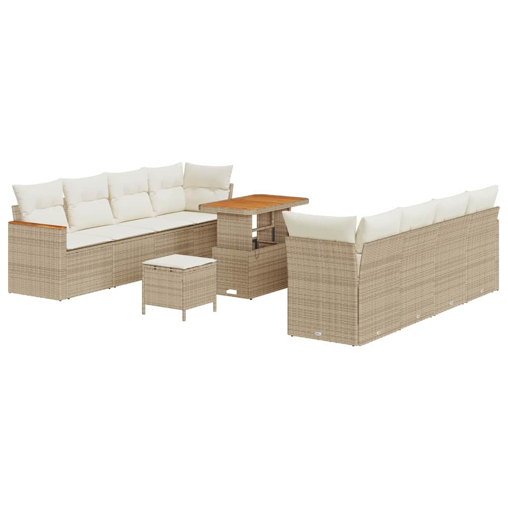 Tuinbankenset 11 pcs Beige poly rattan is nu te koop bij PeponiXL, paradijselijk wonen!
