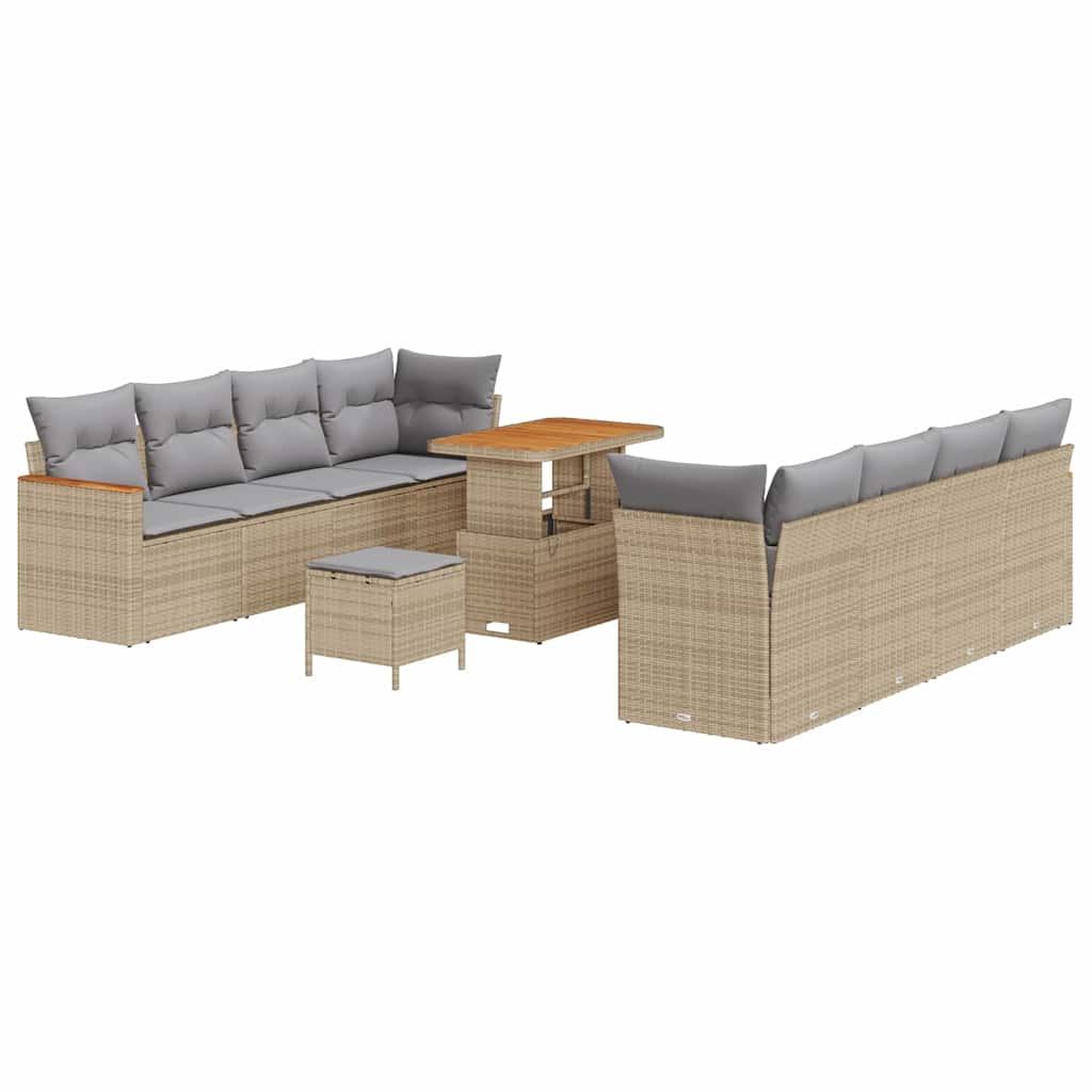 Tuinbankenset 11 pcs Beige poly rattan is nu te koop bij PeponiXL, paradijselijk wonen!