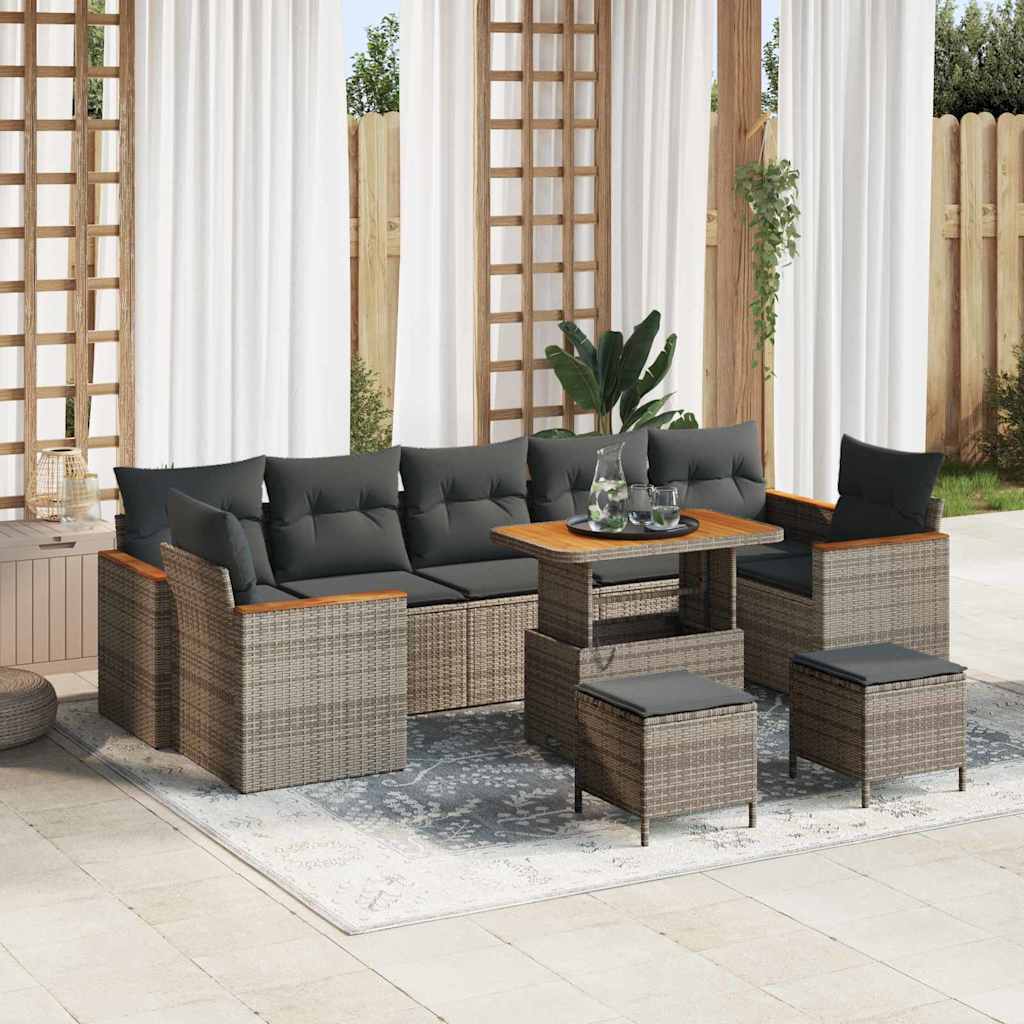 Tuinbankenset 10 pcs Grijs poly rattan is nu te koop bij PeponiXL, paradijselijk wonen!