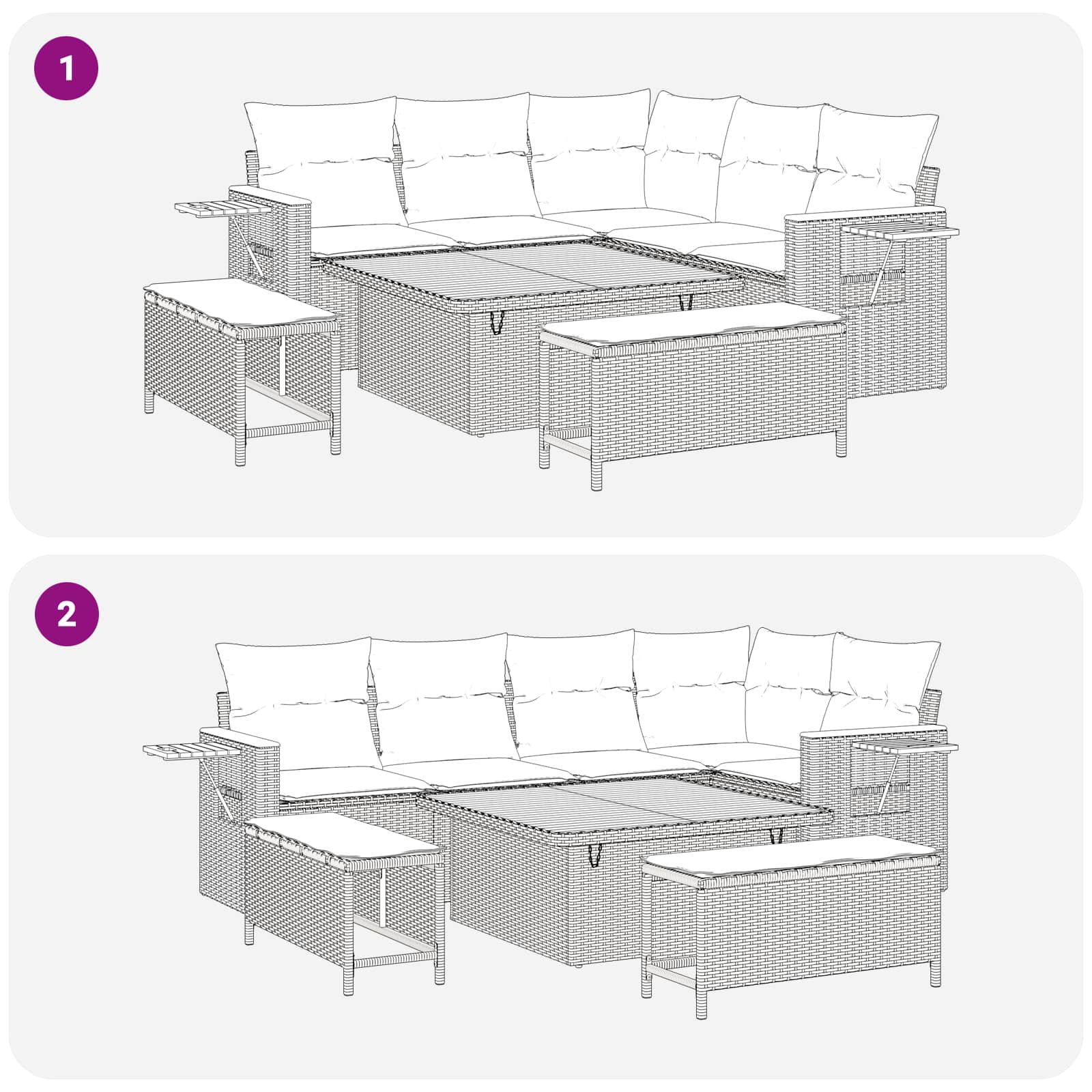 Tuinbankenset 8 pcs Beige poly rattan is nu te koop bij PeponiXL, paradijselijk wonen!