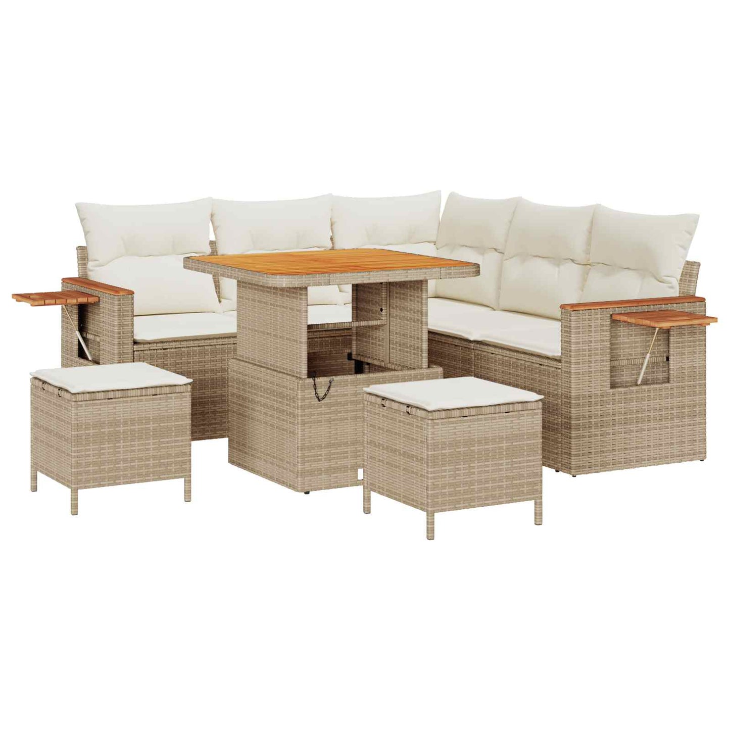 Tuinbankenset 8 pcs Beige poly rattan is nu te koop bij PeponiXL, paradijselijk wonen!