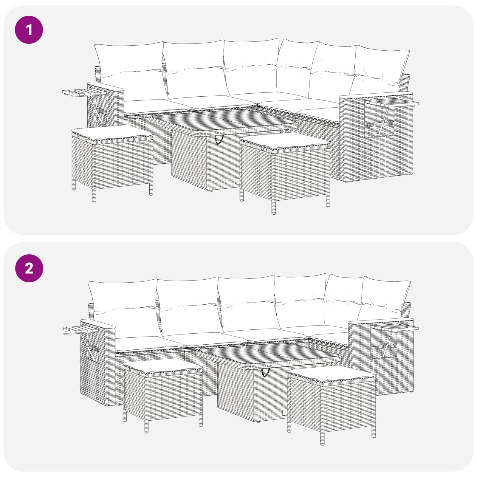 Tuinbankenset 8 pcs Beige poly rattan is nu te koop bij PeponiXL, paradijselijk wonen!