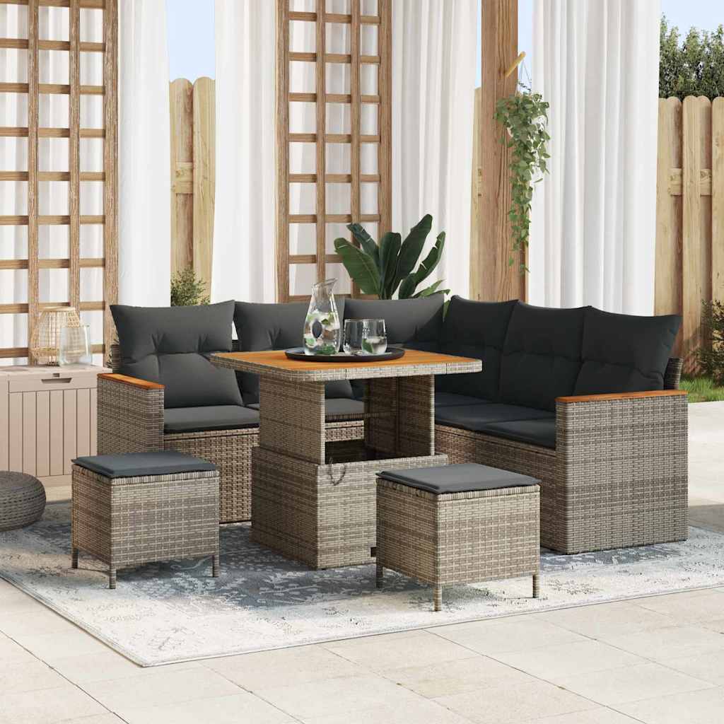 Tuinbankenset 8 pcs Grijs poly rattan is nu te koop bij PeponiXL, paradijselijk wonen!