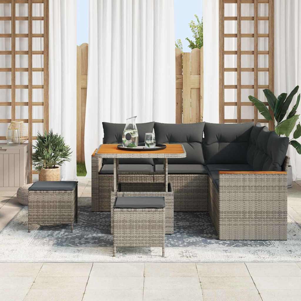 Tuinbankenset 8 pcs Grijs poly rattan is nu te koop bij PeponiXL, paradijselijk wonen!