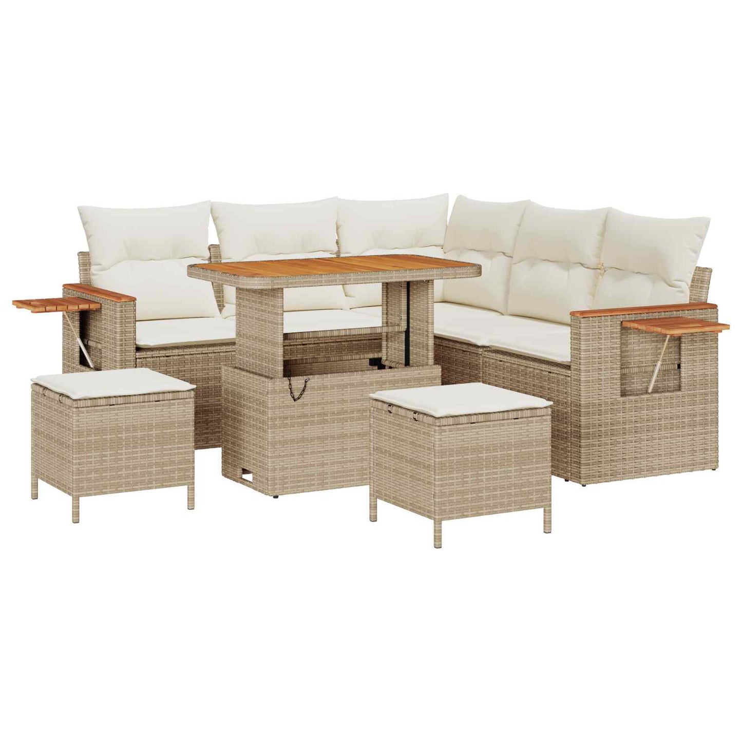 Tuinbankenset 8 pcs Beige poly rattan is nu te koop bij PeponiXL, paradijselijk wonen!