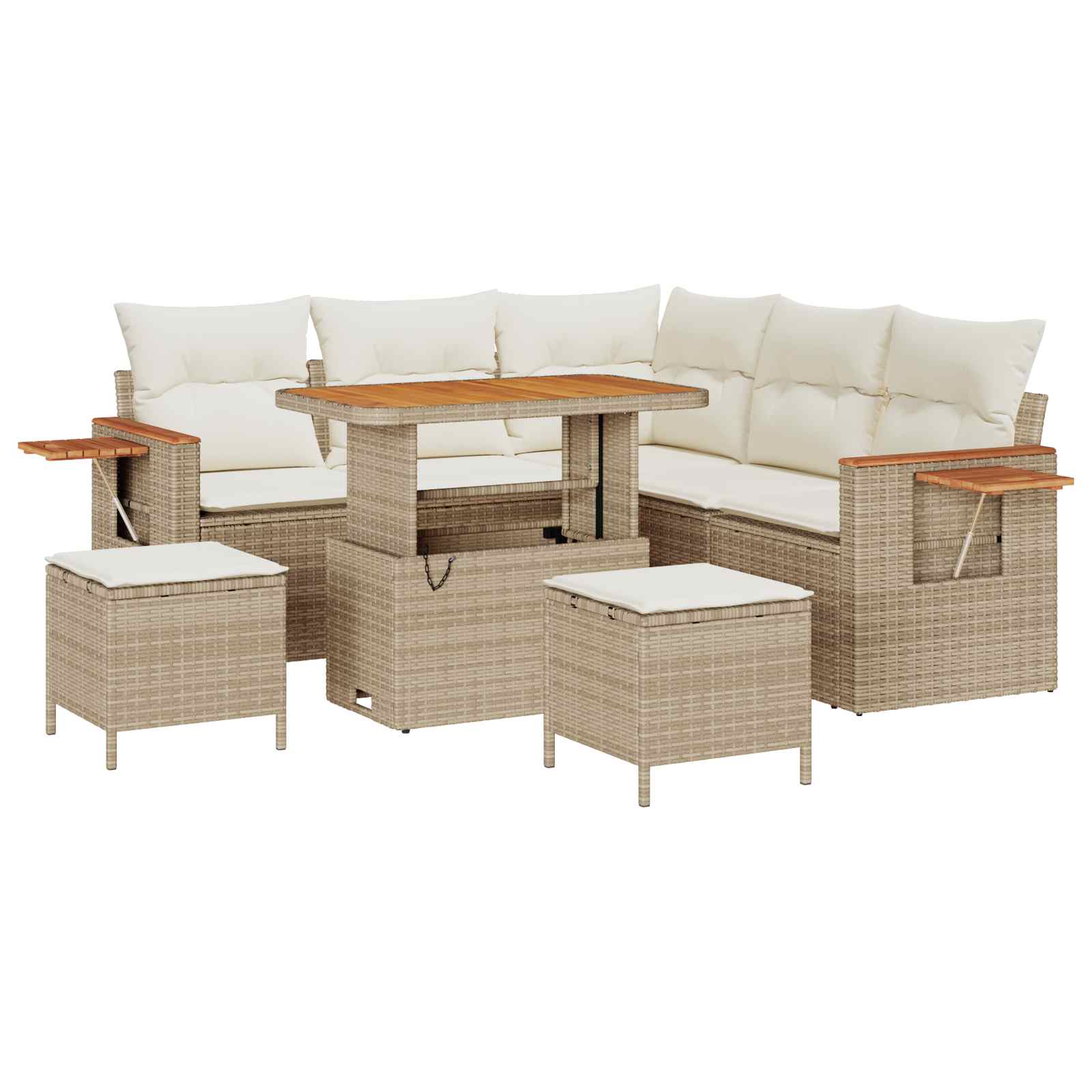 Tuinbankenset 8 pcs Beige poly rattan is nu te koop bij PeponiXL, paradijselijk wonen!