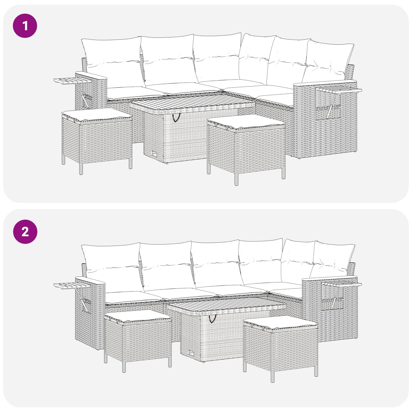 Tuinbankenset 8 pcs Beige poly rattan is nu te koop bij PeponiXL, paradijselijk wonen!