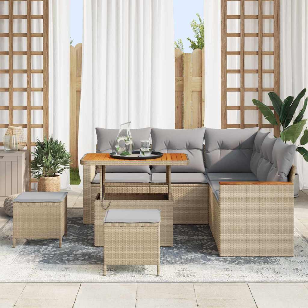 Tuinbankenset 8 pcs Beige poly rattan is nu te koop bij PeponiXL, paradijselijk wonen!