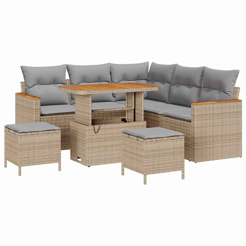 Tuinbankenset 8 pcs Beige poly rattan is nu te koop bij PeponiXL, paradijselijk wonen!