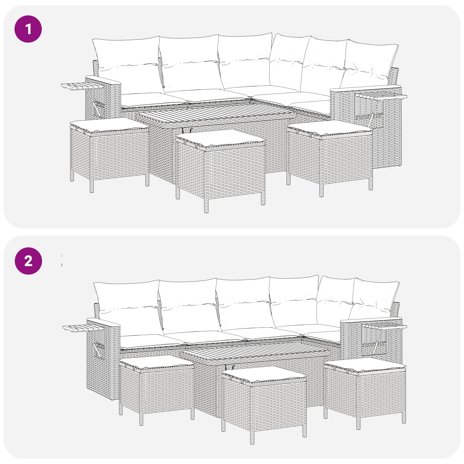 Tuinbankenset 9 pcs Beige poly rattan is nu te koop bij PeponiXL, paradijselijk wonen!