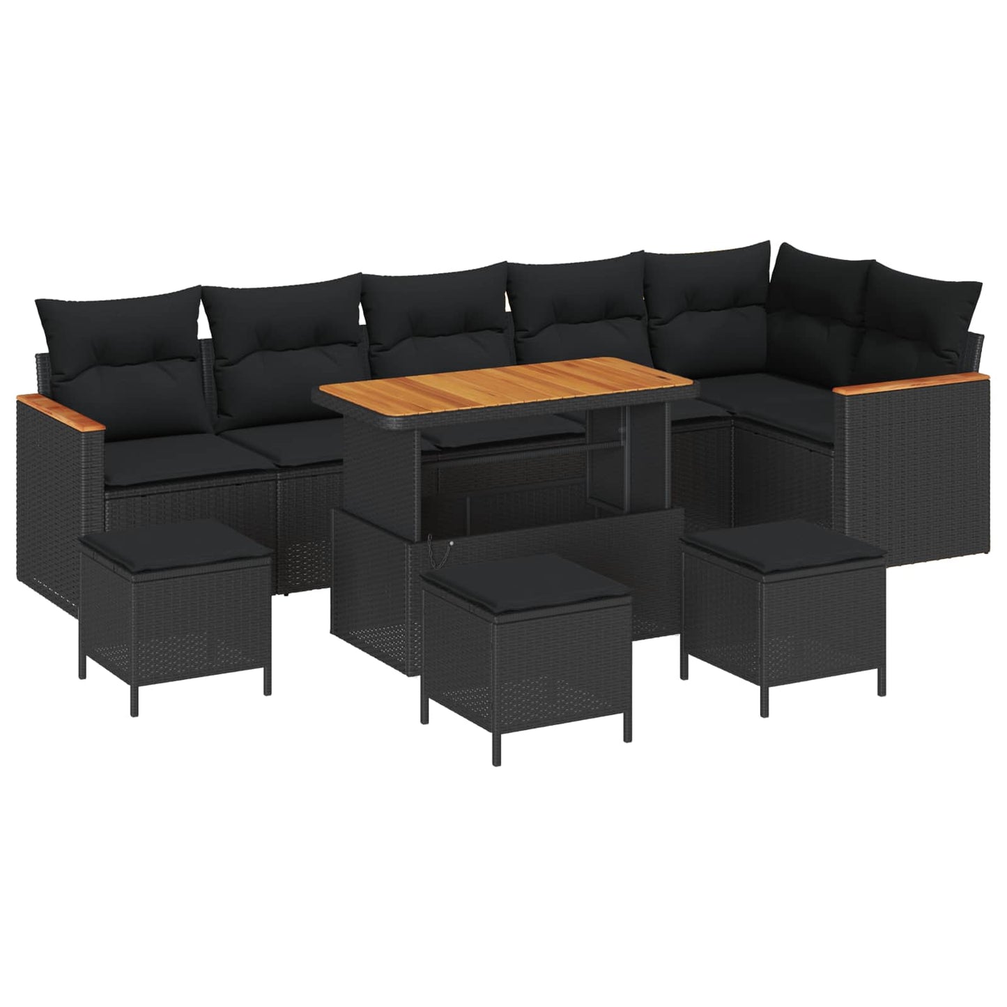 Tuinbankenset 10 pcs Zwart poly rattan is nu te koop bij PeponiXL, paradijselijk wonen!