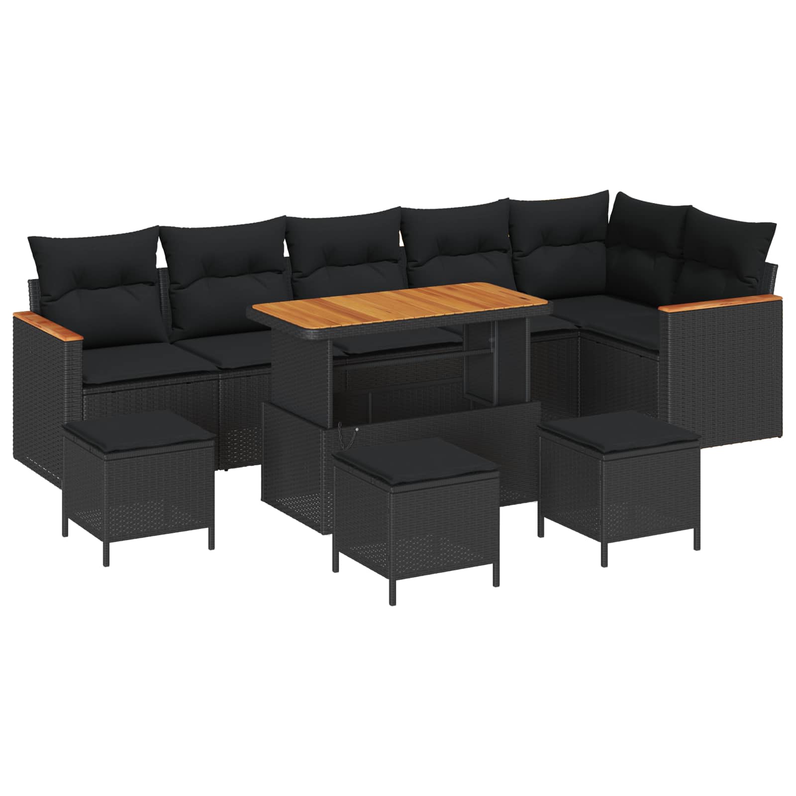 Tuinbankenset 10 pcs Zwart poly rattan is nu te koop bij PeponiXL, paradijselijk wonen!