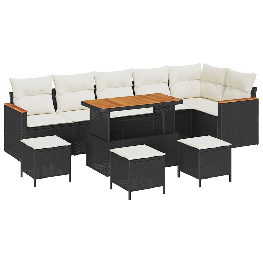 Tuinbankenset 10 pcs Zwart poly rattan is nu te koop bij PeponiXL, paradijselijk wonen!