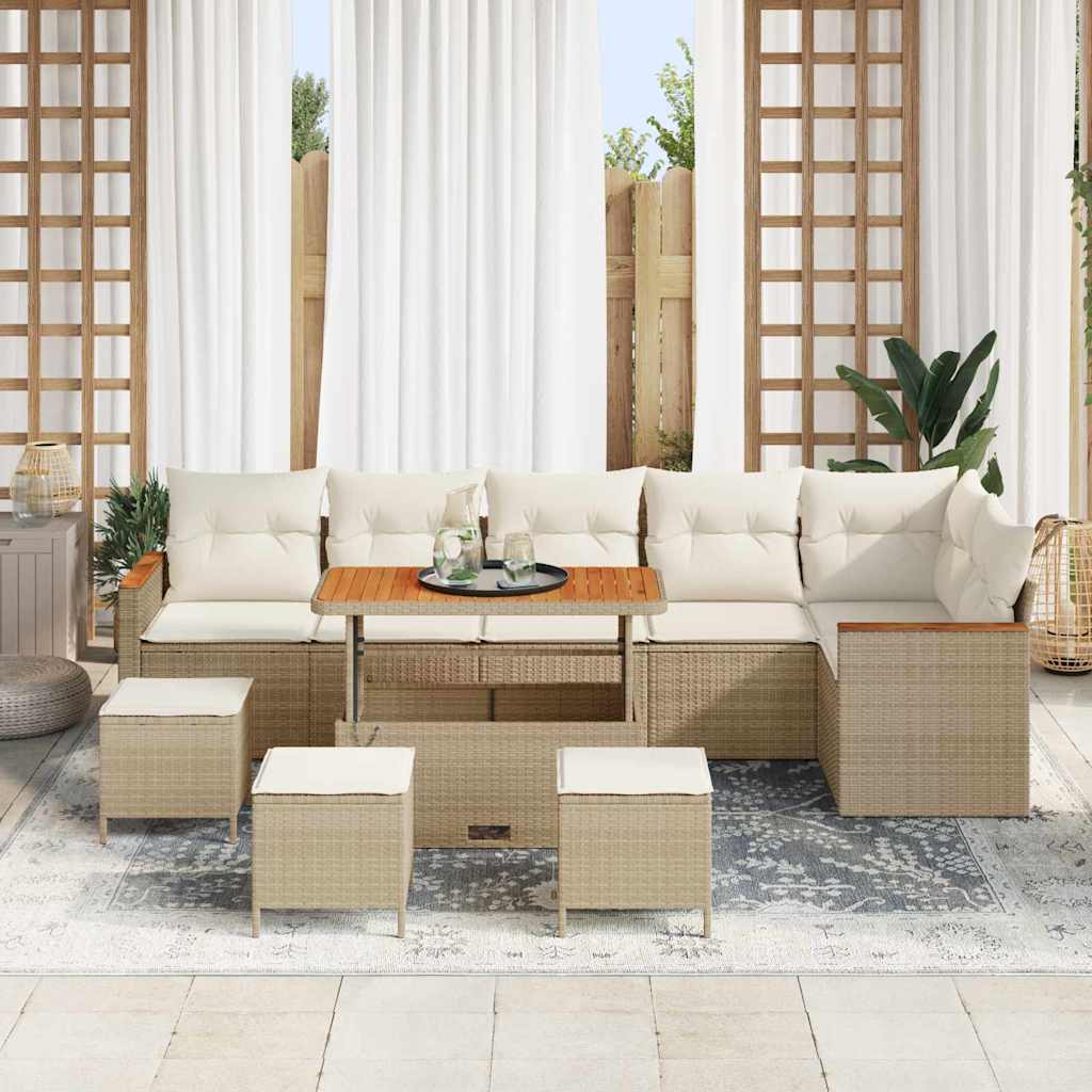 Tuinbankenset 10 pcs Beige poly rattan is nu te koop bij PeponiXL, paradijselijk wonen!