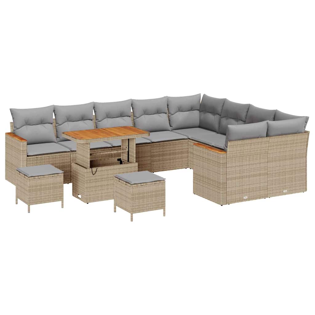 Tuinbankenset 12 pcs Beige poly rattan is nu te koop bij PeponiXL, paradijselijk wonen!
