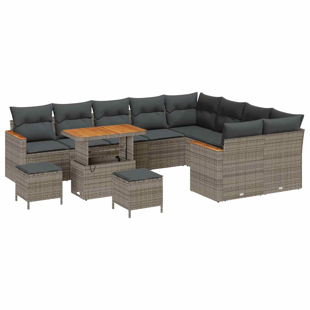 Tuinbankenset 12 pcs Grijs poly rattan is nu te koop bij PeponiXL, paradijselijk wonen!