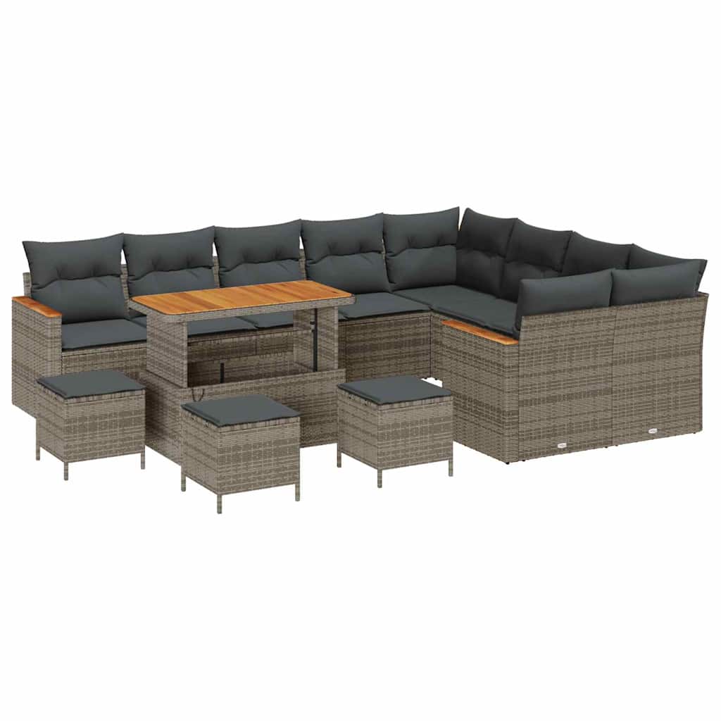 Tuinbankenset 13 pcs Grijs poly rattan is nu te koop bij PeponiXL, paradijselijk wonen!