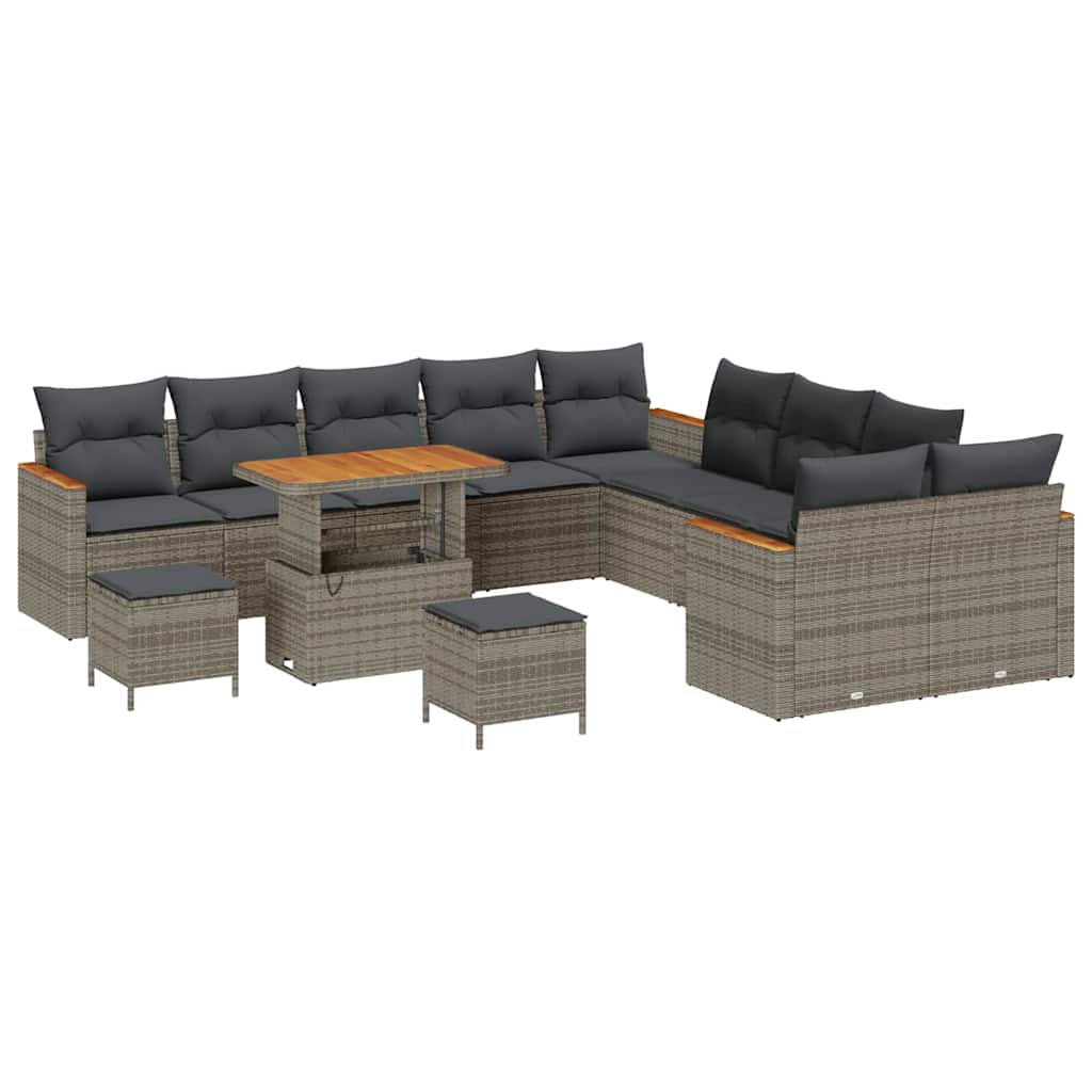 Tuinbankenset 13 pcs Grijs poly rattan is nu te koop bij PeponiXL, paradijselijk wonen!