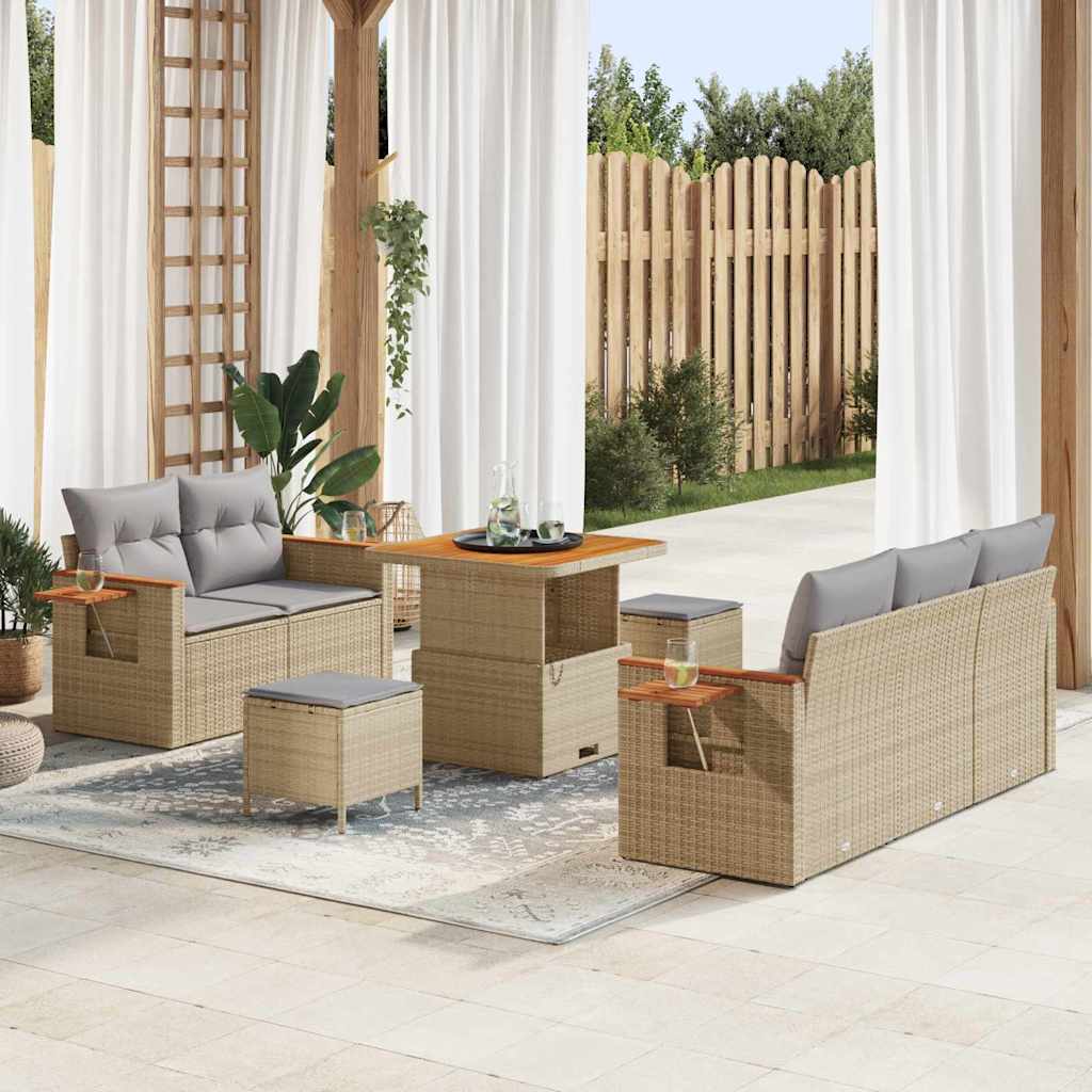 Tuinbankenset met kussen 8 pcs Beige en Licht Grijs is nu te koop bij PeponiXL, paradijselijk wonen!