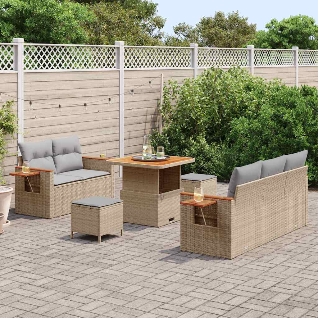 Tuinbankenset met kussen 8 pcs Beige en Licht Grijs is nu te koop bij PeponiXL, paradijselijk wonen!