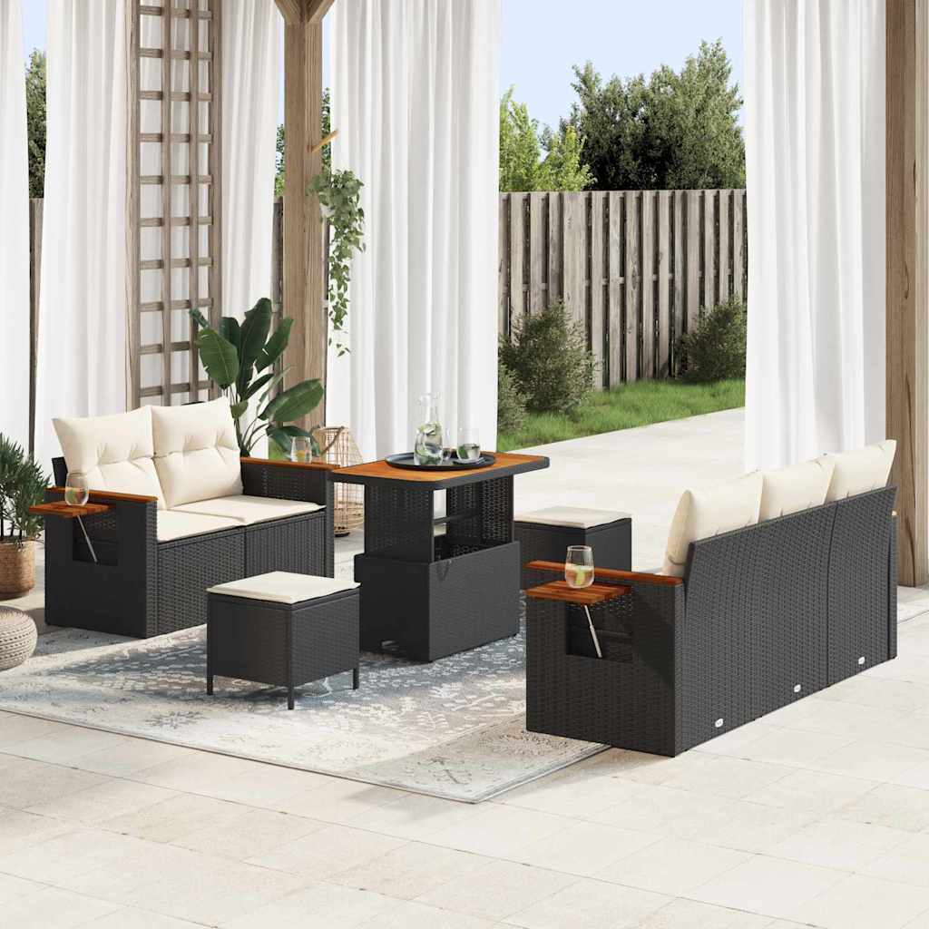 Tuinbankenset met kussen 8 pcs Zwart en Crème is nu te koop bij PeponiXL, paradijselijk wonen!