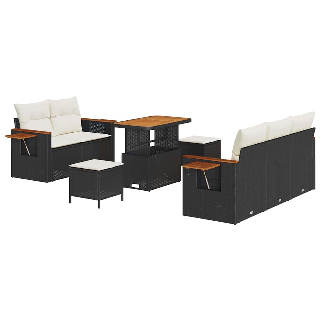 Tuinbankenset met kussen 8 pcs Zwart en Crème is nu te koop bij PeponiXL, paradijselijk wonen!