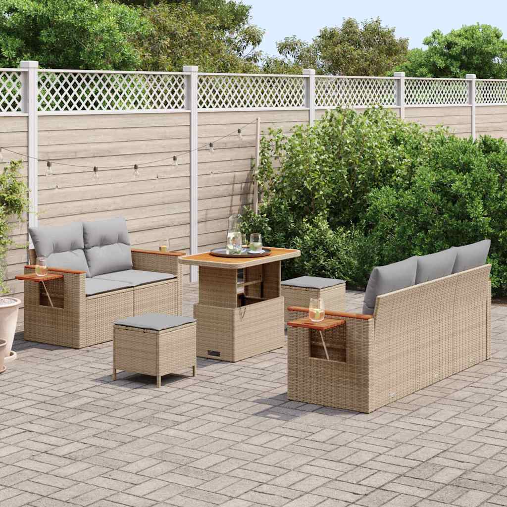 Tuinbankenset met kussen 8 pcs Beige en Licht Grijs is nu te koop bij PeponiXL, paradijselijk wonen!