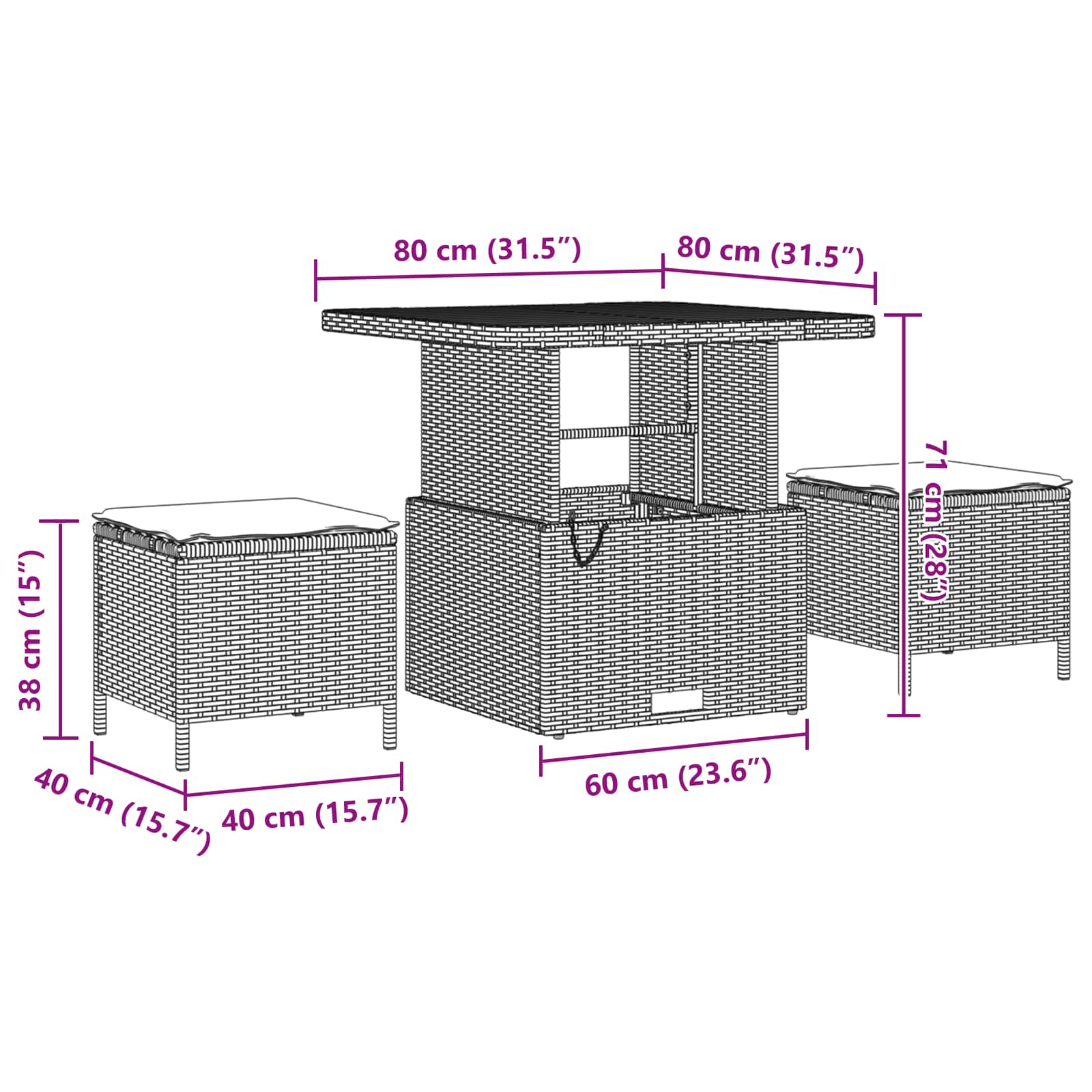 Tuinbankenset 9 pcs Zwart Poly rattan en gepoedercoat staal is nu te koop bij PeponiXL, paradijselijk wonen!