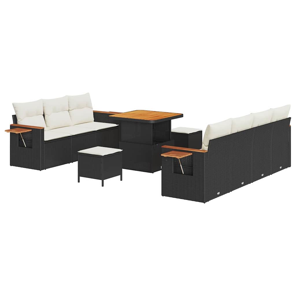 Tuinbankenset met kussen 10 pcs Zwart en Crème is nu te koop bij PeponiXL, paradijselijk wonen!