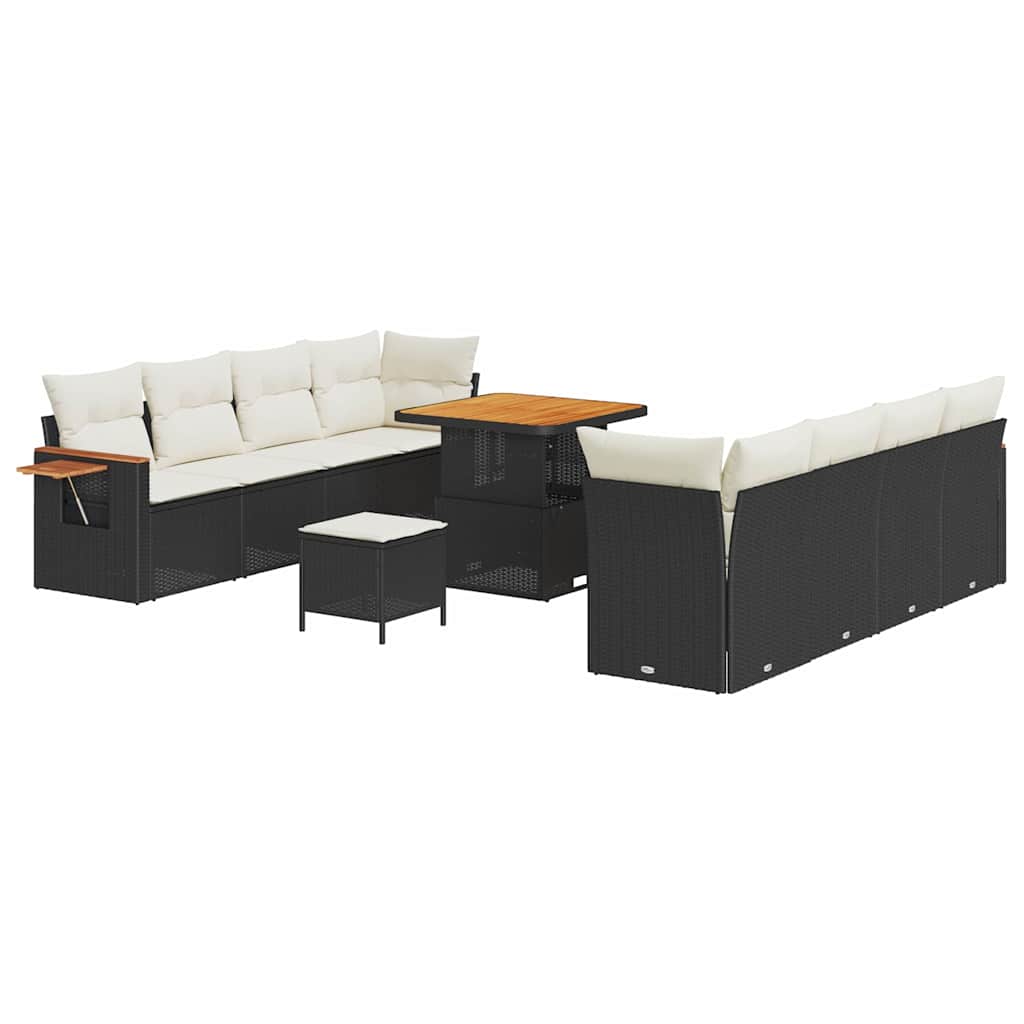 Tuinbankenset met kussen 11 pcs Zwart en Crème is nu te koop bij PeponiXL, paradijselijk wonen!