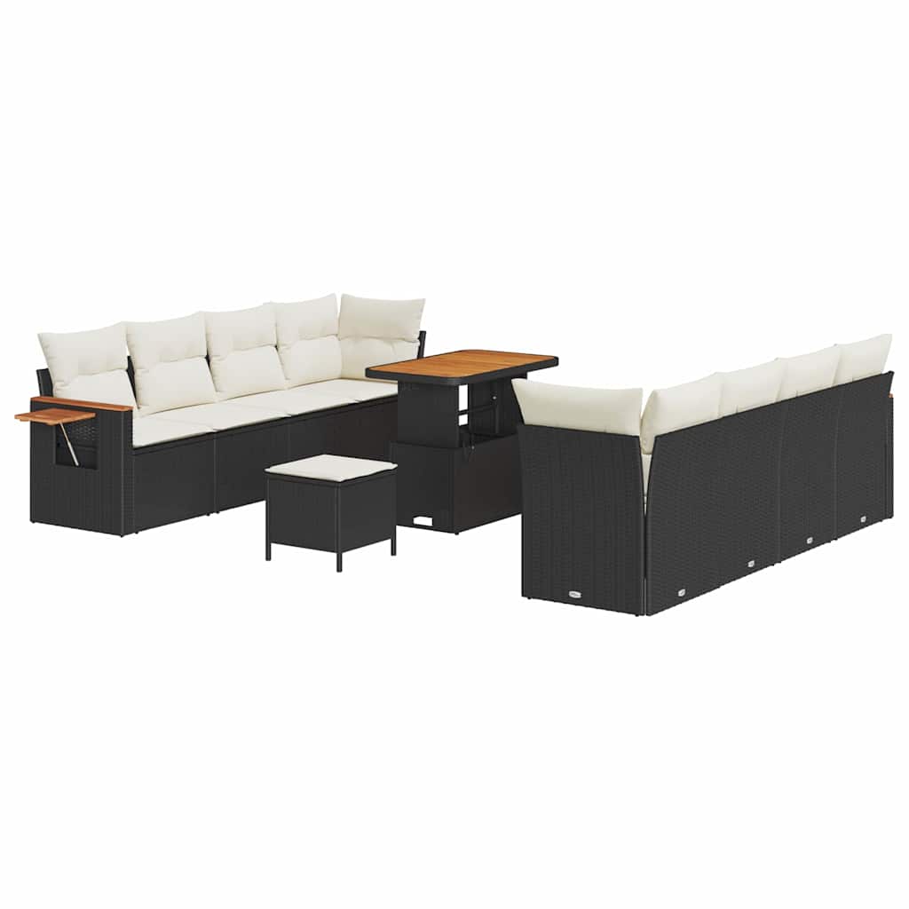 Tuinbankenset met kussen 11 pcs Zwart en Crème is nu te koop bij PeponiXL, paradijselijk wonen!