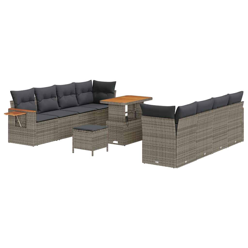 Tuinbankenset 11 pcs Grijs Poly rattan en gepoedercoat staal is nu te koop bij PeponiXL, paradijselijk wonen!